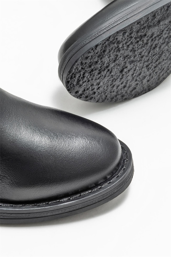 Siyah deri kadın çizme, klasik stil için - Elle Shoes