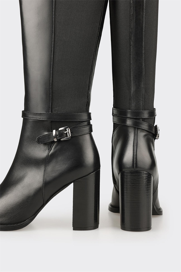 Siyah Deri Kadın Çizme