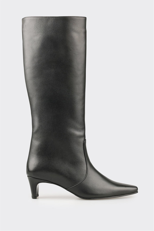 Siyah Deri Kadın Çizme