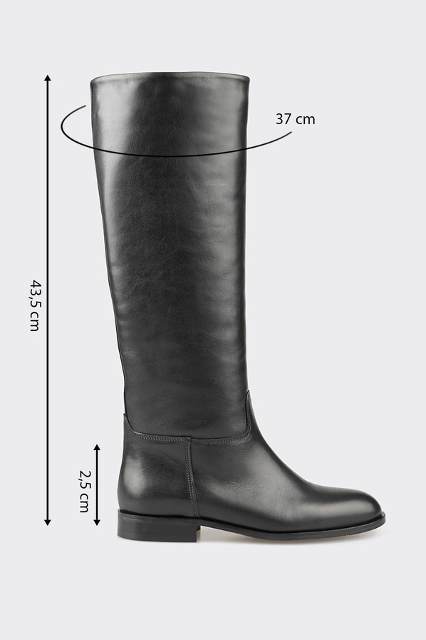 Siyah deri kadın çizme - Elle Shoes