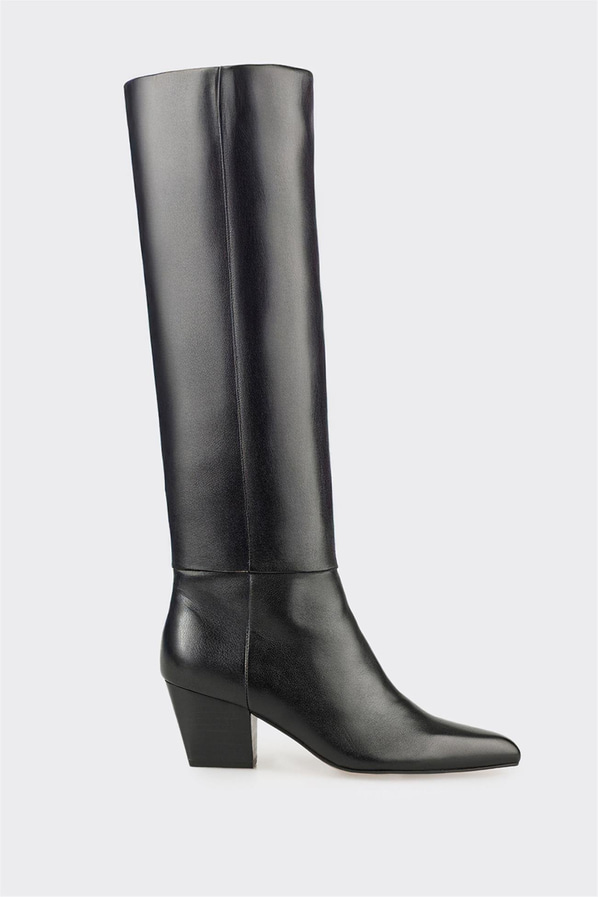 Siyah Deri Kadın Çizme