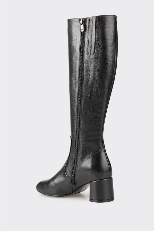 Siyah deri kadın çizme - Elle Shoes