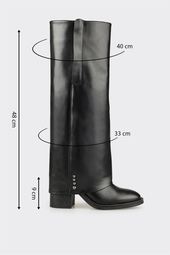 Siyah deri yan fermuarlı kadın çizme, günlük kullanım için - Elle Shoes
