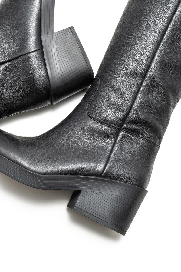 Siyah deri kadın çizme - Elle Shoes