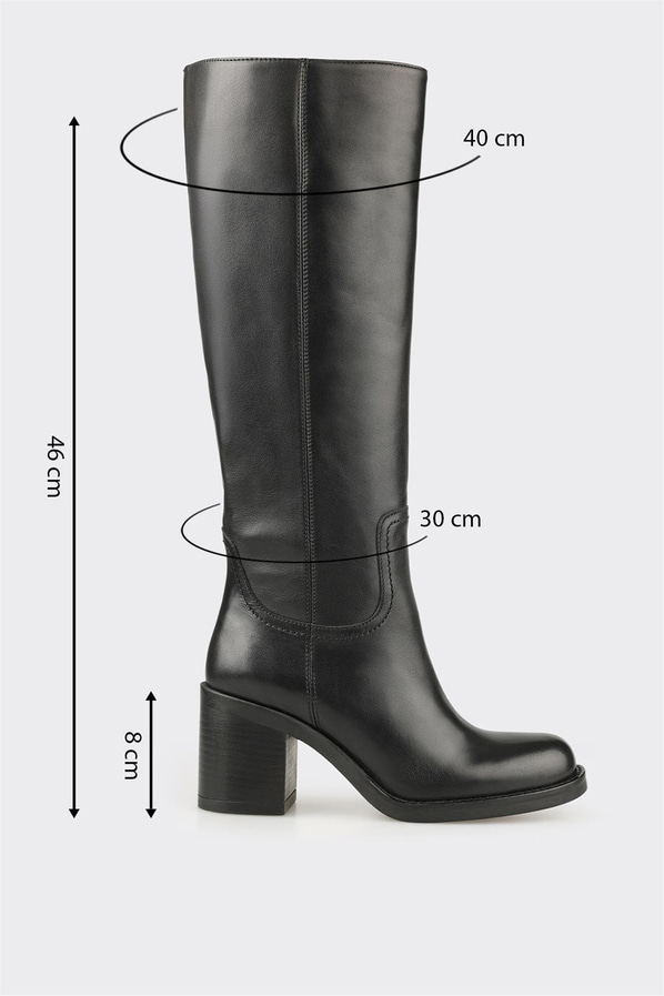 Siyah Deri Kadın Çizme
