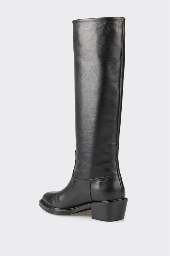 Siyah deri kadın çizme - Elle Shoes