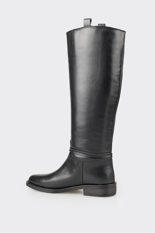 Siyah deri kadın çizme - Elle Shoes