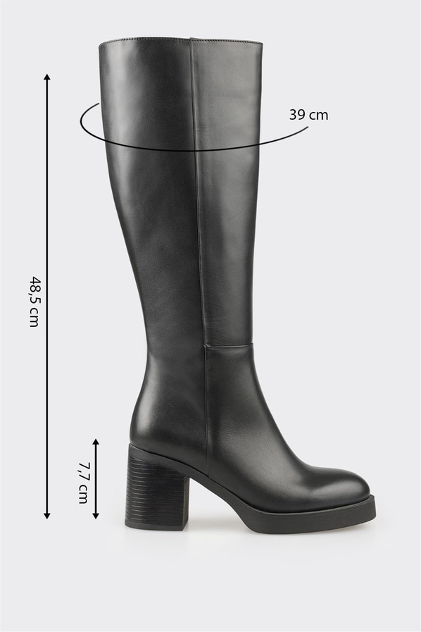 Siyah deri kadın çizme - Elle Shoes