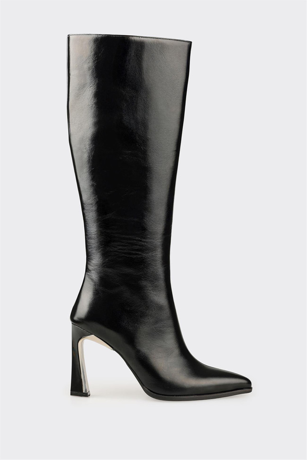 Siyah Deri Kadın Çizme