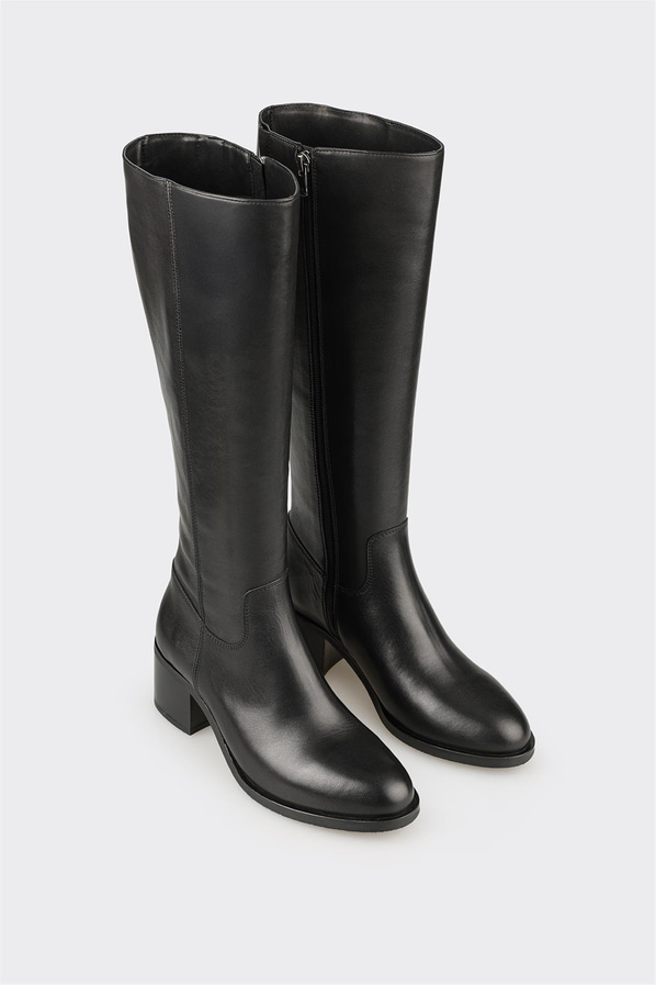 Siyah Deri Kadın Çizme