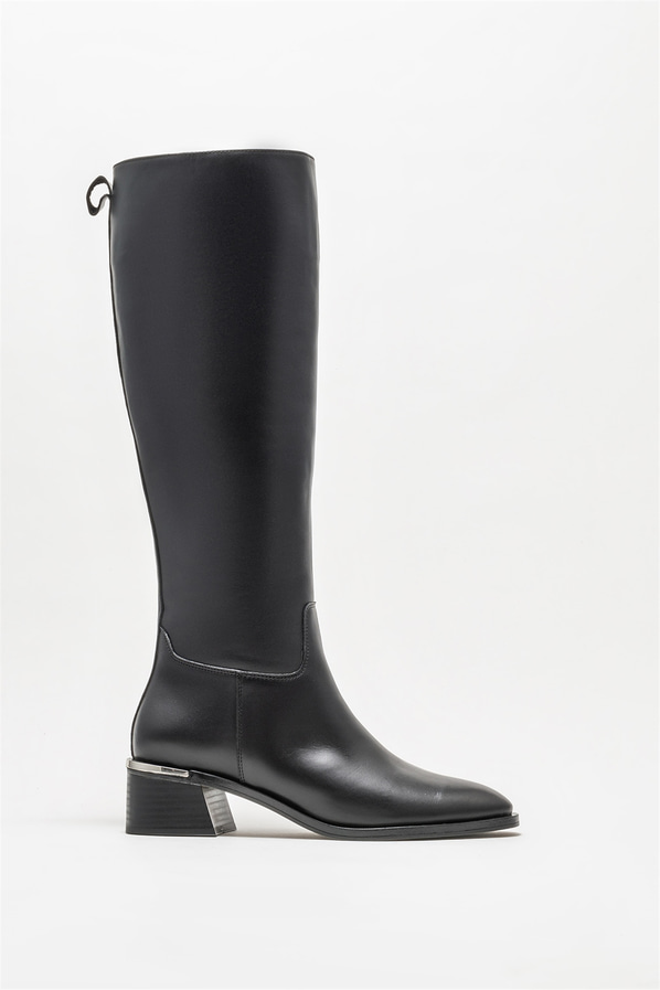 Siyah deri kadın çizme - Elle Shoes