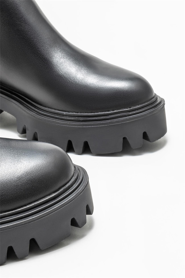 Siyah deri kadın çizme - Elle Shoes