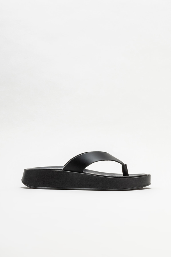 Siyah deri dolgu topuklu kadın terlik - Elle Shoes