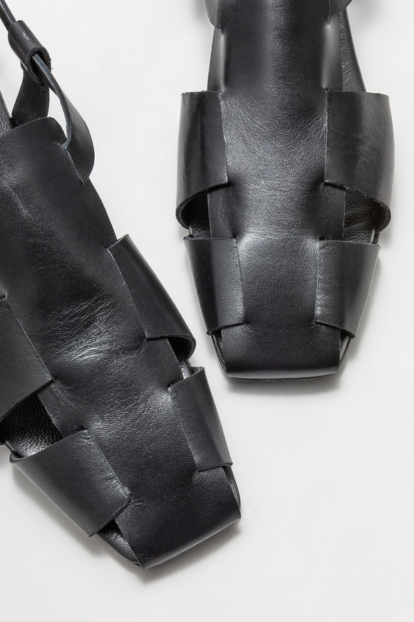 Siyah deri düz kadın ayakkabı - Elle Shoes