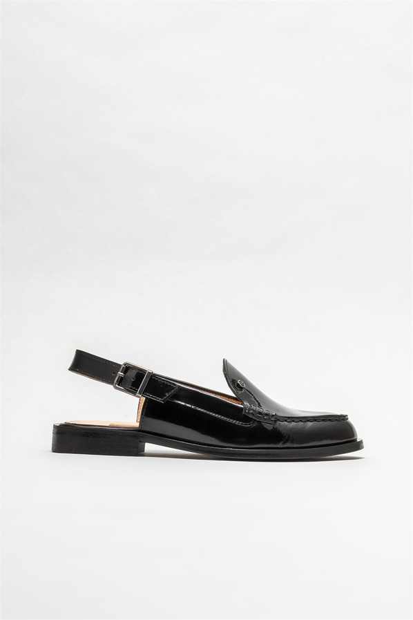 Siyah deri düz kadın ayakkabı - Elle Shoes