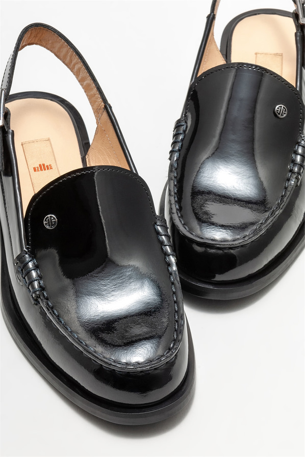 Siyah deri düz kadın ayakkabı - Elle Shoes