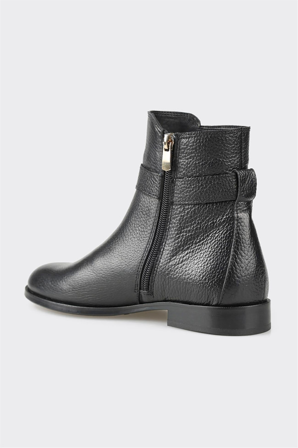 Siyah deri düz yumuşak dokulu kadın bot - Elle Shoes