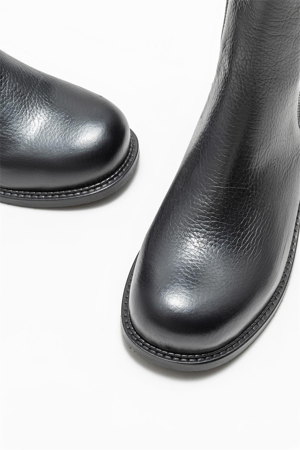 Siyah deri düz kadın chelsea bot - Elle Shoes