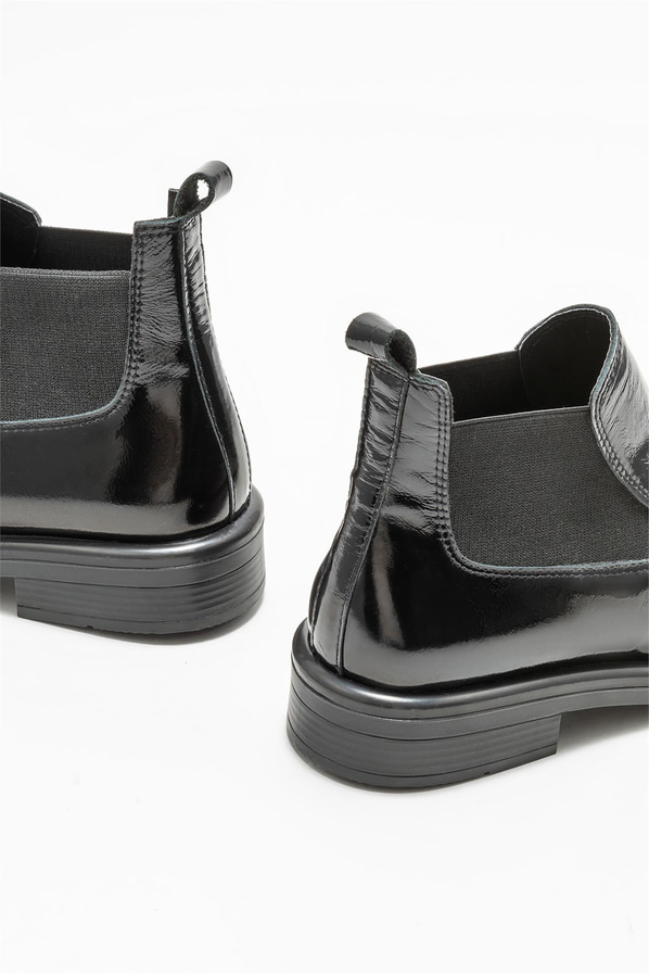 Siyah deri düz kadın bot - Elle Shoes