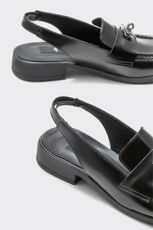 Siyah deri kadın loafer, günlük kullanım için - Elle Shoes