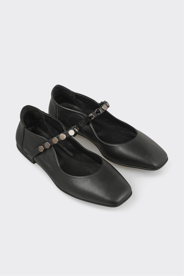 Siyah deri kadın babet, rahat kullanım için - Elle Shoes