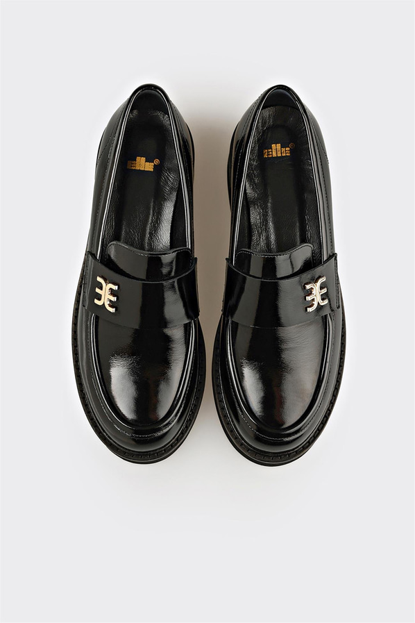 Siyah Deri Kadın Günlük Ayakkabı