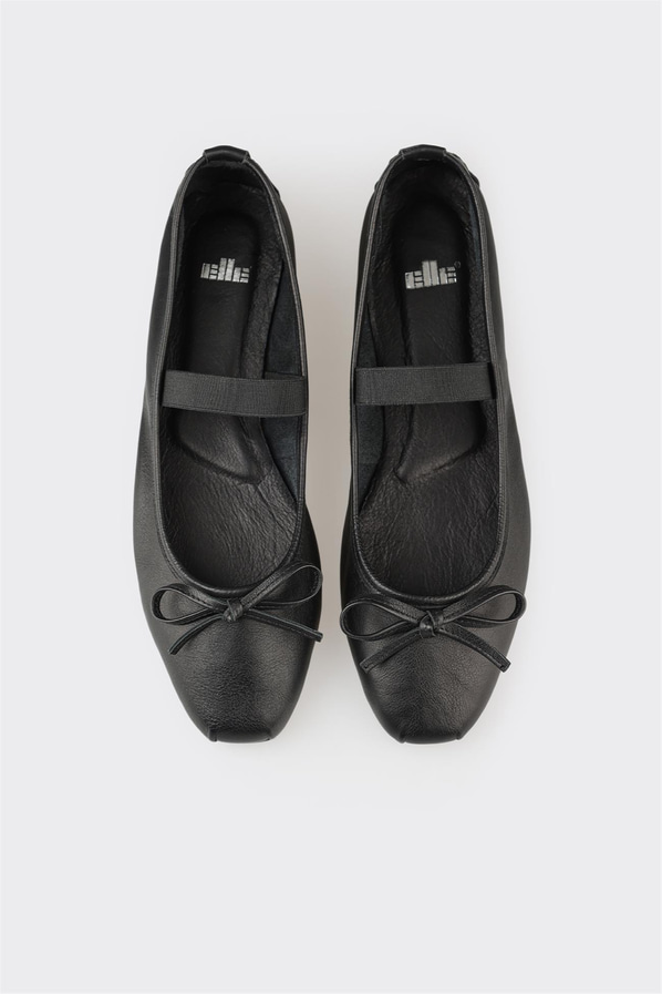 Siyah deri kadın babet, rahat kullanım için - Elle Shoes