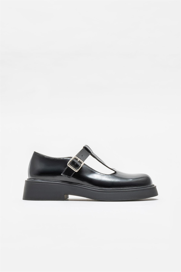 Siyah deri kadın babet, günlük kullanım için - Elle Shoes