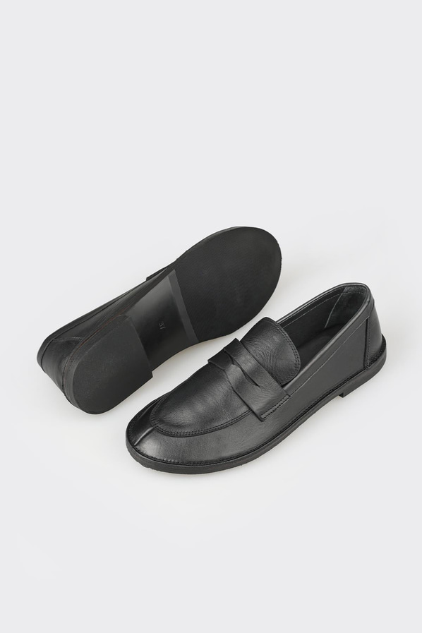Siyah deri simli kadın loafer, rahat kullanım için - Elle Shoes