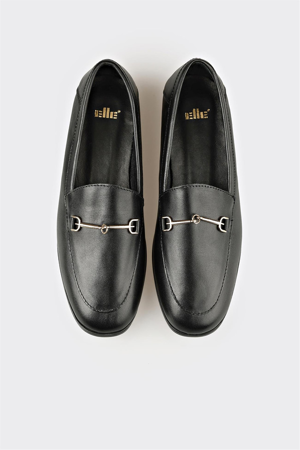 Siyah Deri Kadın Günlük Ayakkabı