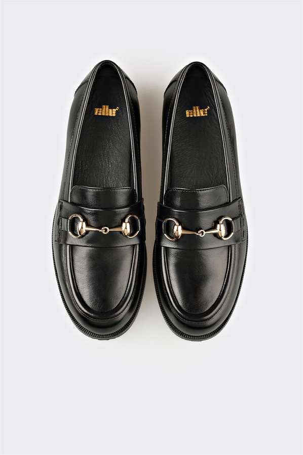 Siyah Deri Kadın Günlük Ayakkabı