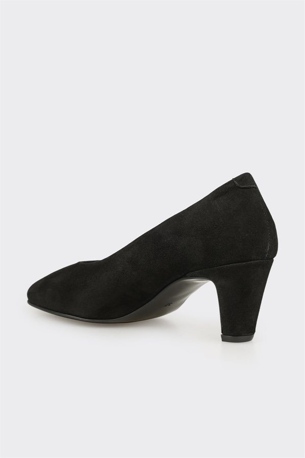 Siyah deri kadın topuklu ayakkabı, günlük kullanım için - Elle Shoes