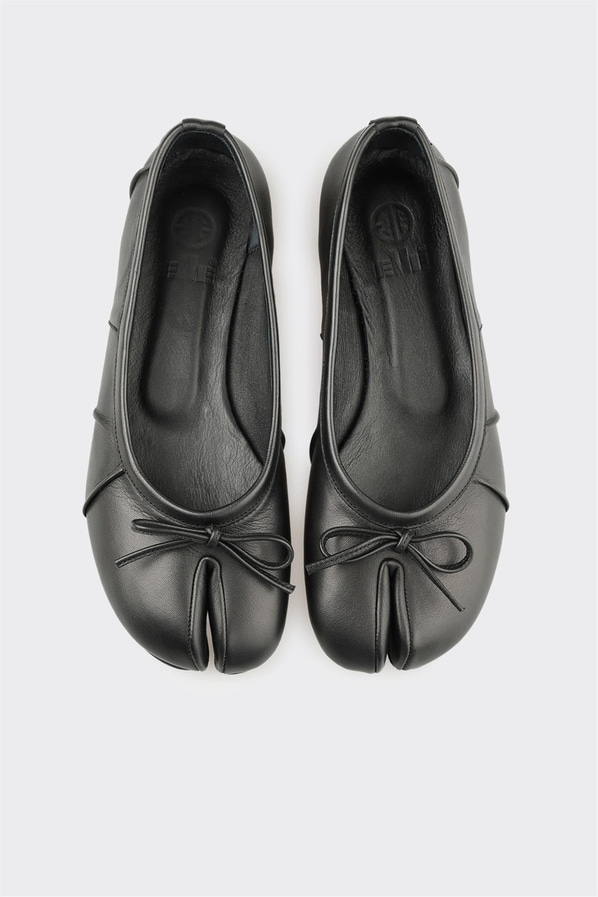 Siyah deri kadın babet, ofis stili için - Elle Shoes