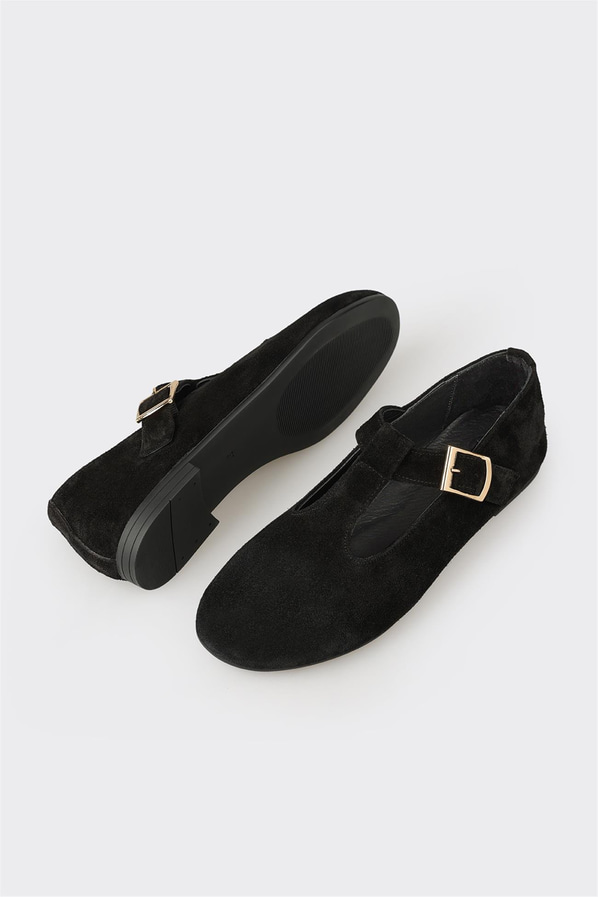 Siyah Deri Kadın Günlük Ayakkabı