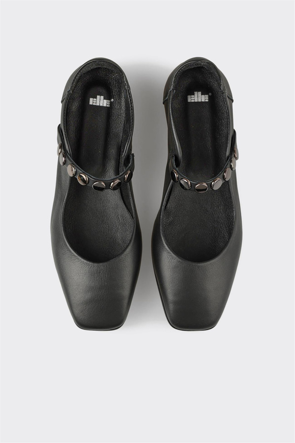 Siyah deri kadın babet, rahat kullanım için - Elle Shoes
