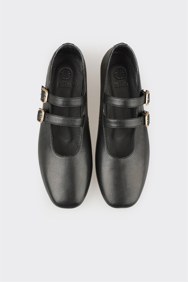 Siyah Deri Kadın Günlük Ayakkabı