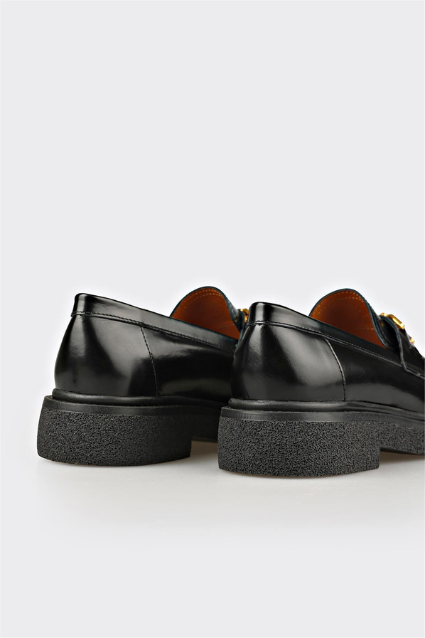 Siyah Deri Kadın Günlük Ayakkabı