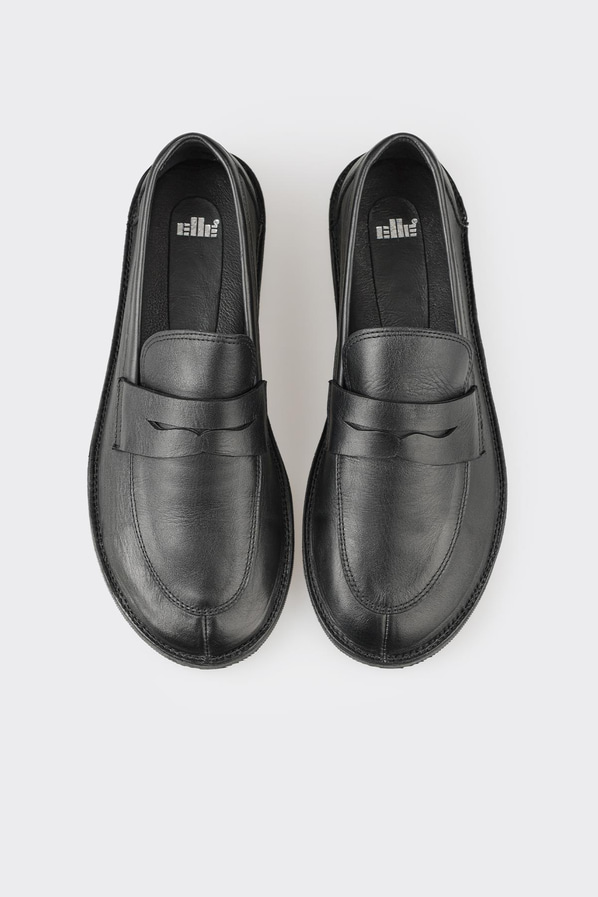 Siyah deri simli kadın loafer, rahat kullanım için - Elle Shoes