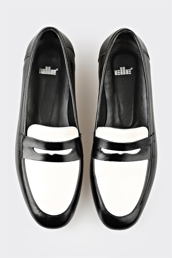 Siyah deri kadın loafer, ofis stili için - Elle Shoes