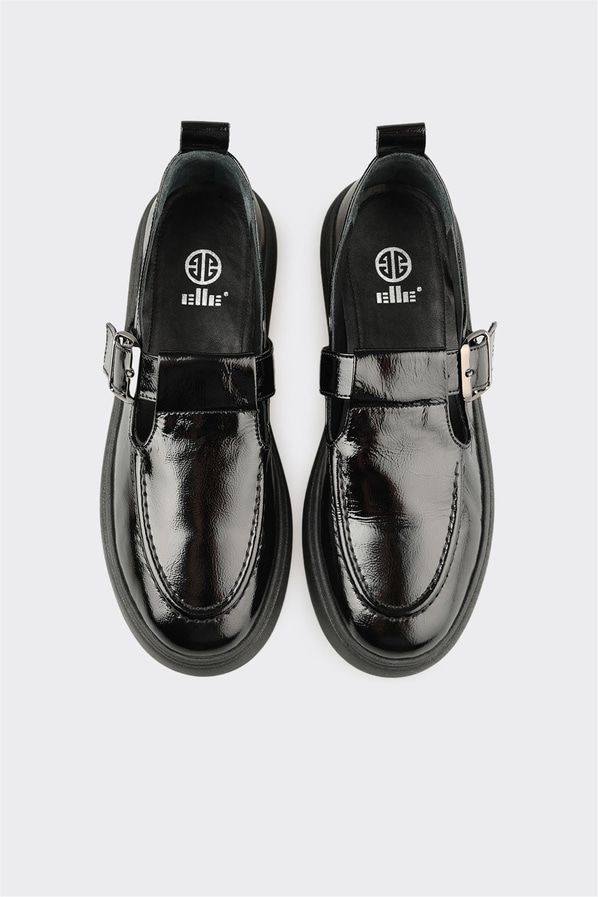 Siyah Deri Kadın Günlük Ayakkabı