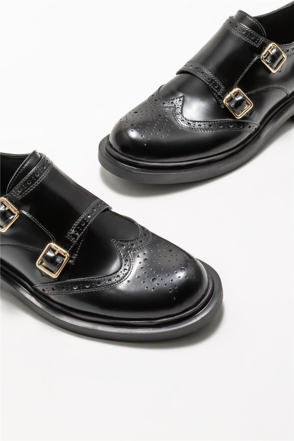 Siyah deri kadın loafer, günlük kullanım için - Elle Shoes