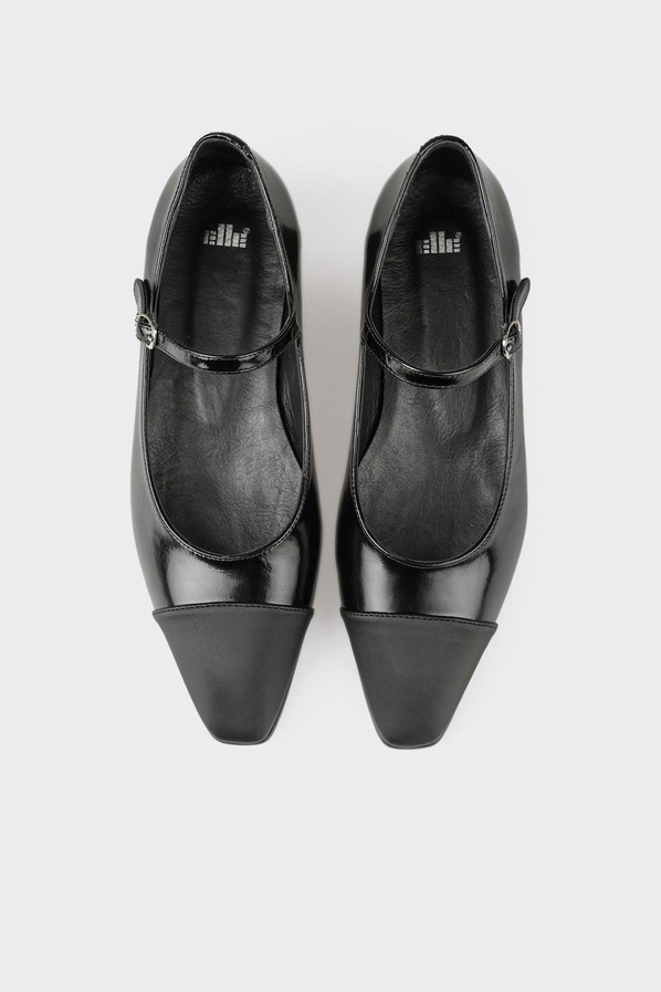 Siyah deri ve rugan kadın babet, ofis stili için - Elle Shoes