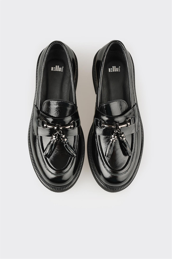 Siyah Deri Kadın Günlük Ayakkabı