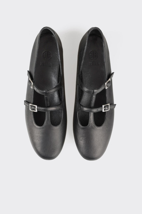 Siyah deri kadın babet, günlük kullanım için - Elle Shoes
