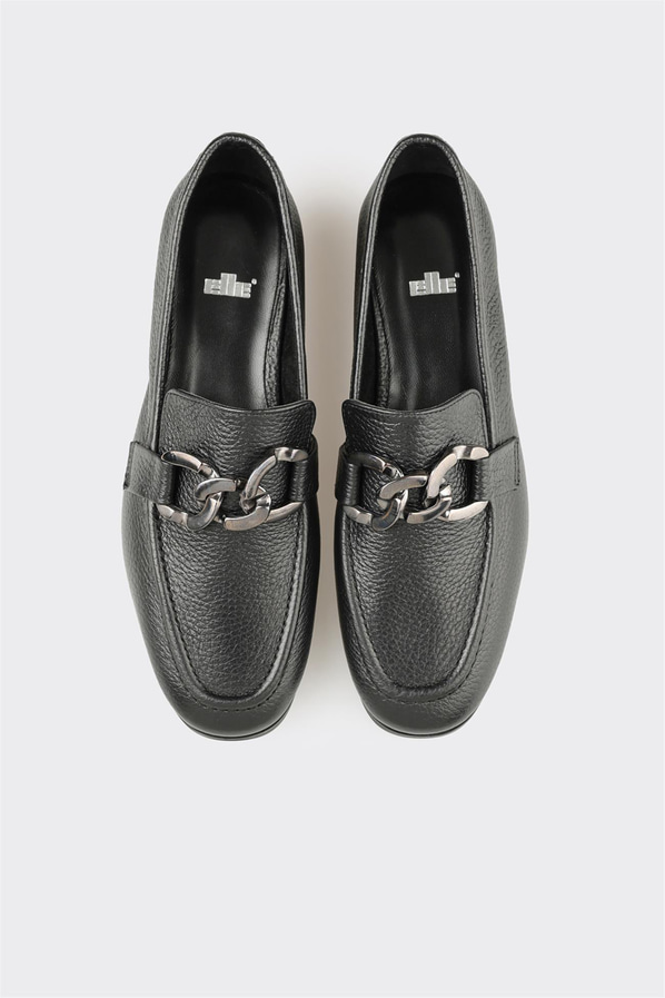 Siyah Deri Kadın Günlük Ayakkabı