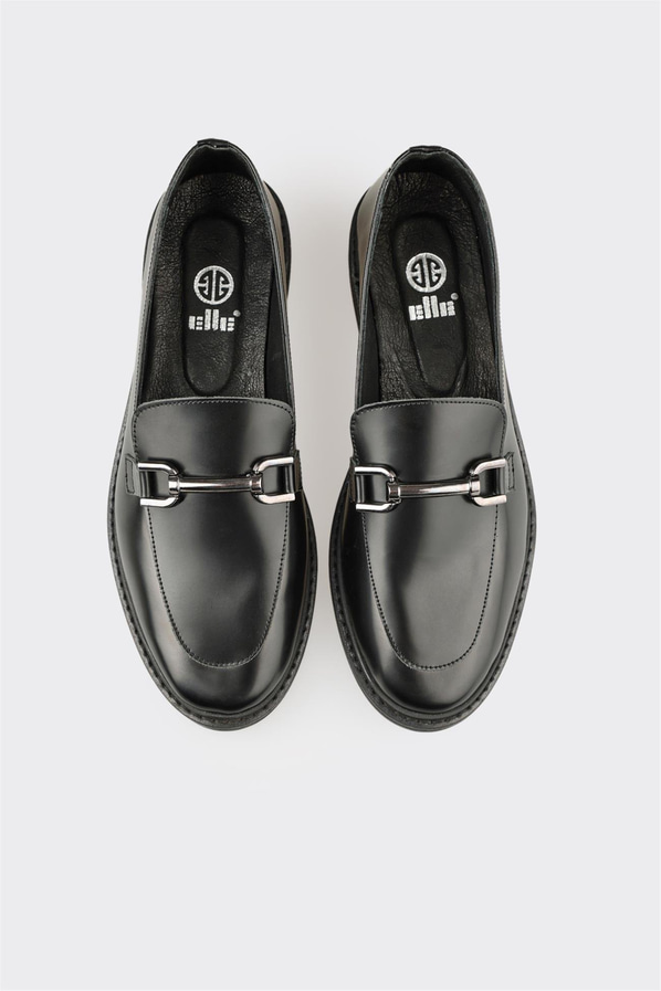 Siyah Deri Kadın Günlük Ayakkabı