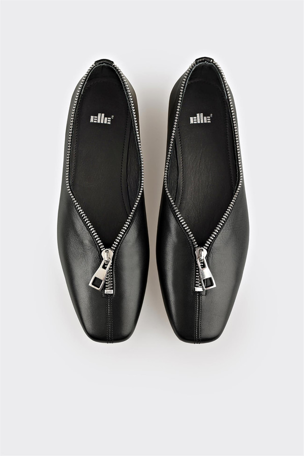 Siyah deri kadın babet, günlük kullanım için - Elle Shoes