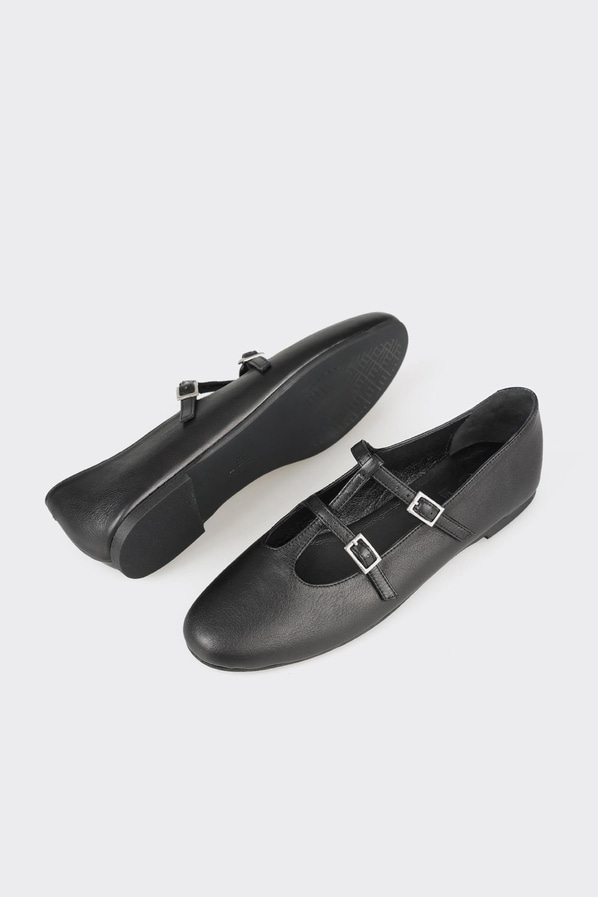 Siyah deri kadın babet, günlük kullanım için - Elle Shoes