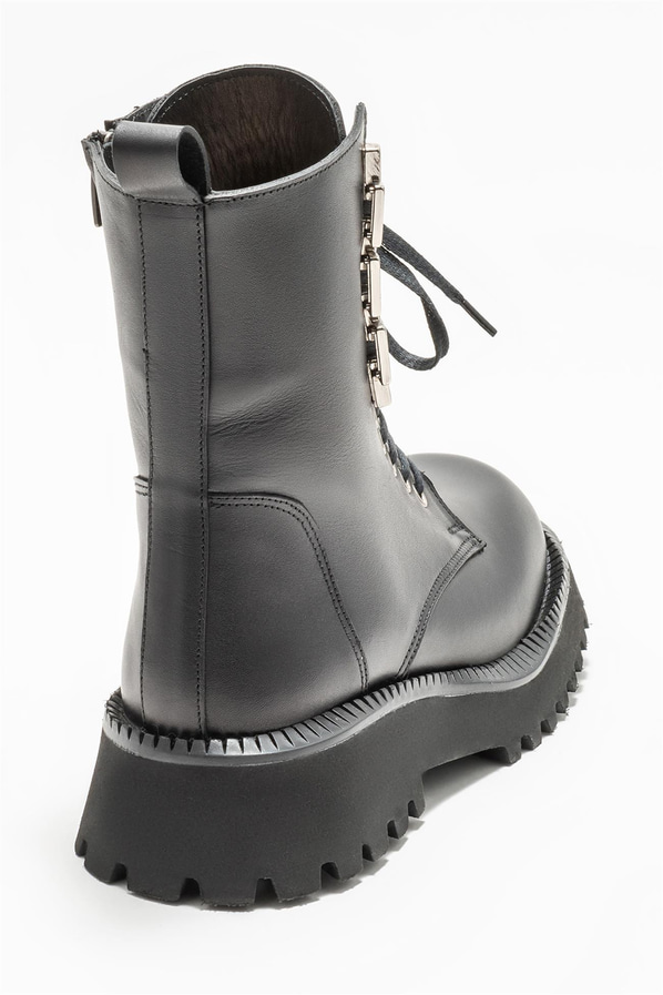 Siyah deri kadın günlük bot, günlük kullanım için - Elle Shoes