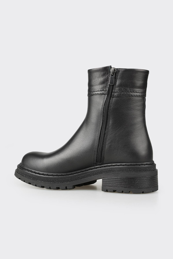 Siyah deri kadın bot, günlük kullanım için - Elle Shoes